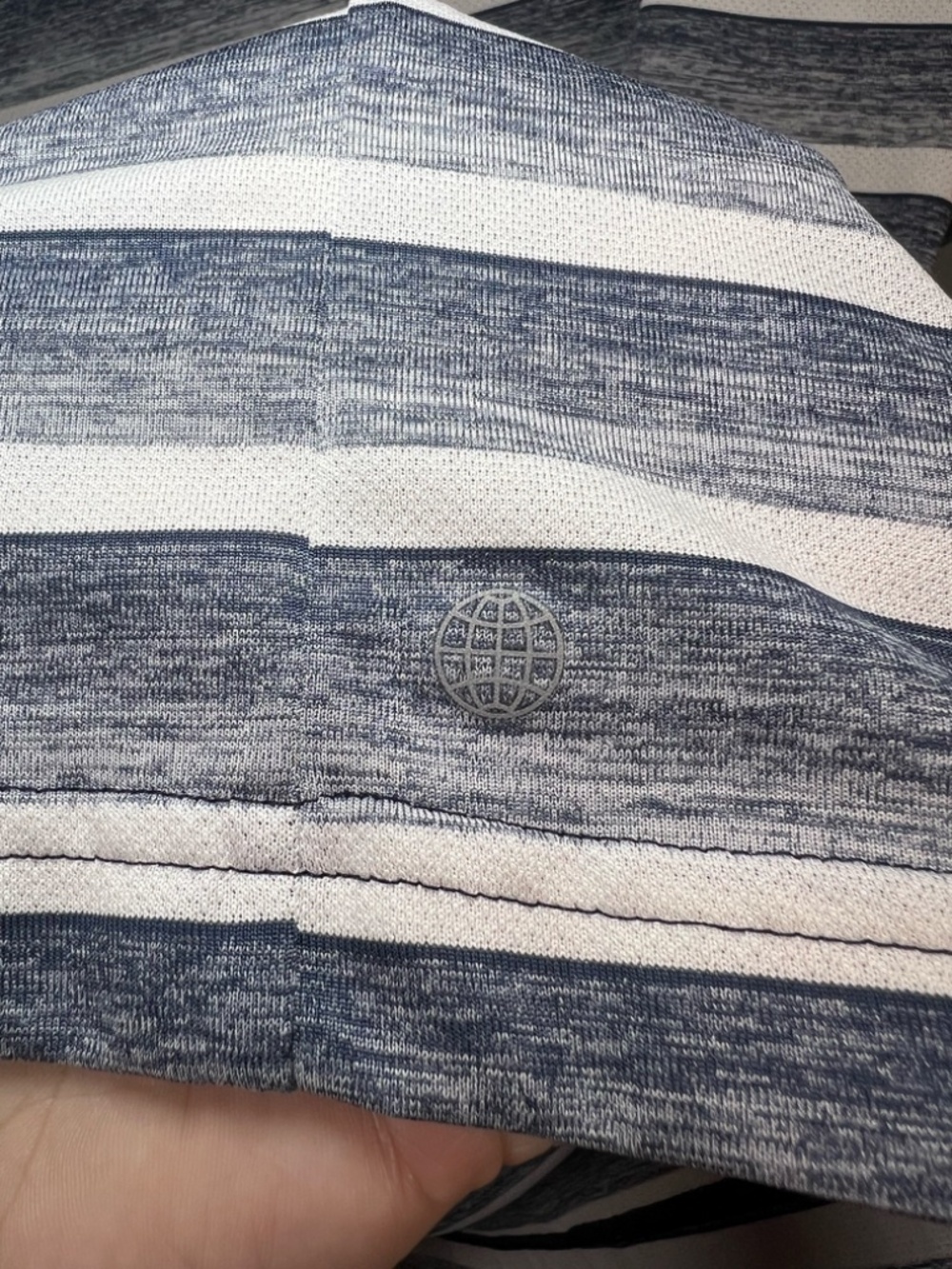 Adidas Golf Polo Shirt Navy Blue White Gradient Stripe Sweatwick Breathable 2XL - Picture 8 of 11
